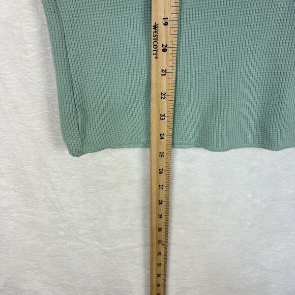 Pact Womens M Pastel Green Organic Cotton Waffle Knit Henley Thermal Top - Picture 6 of 8